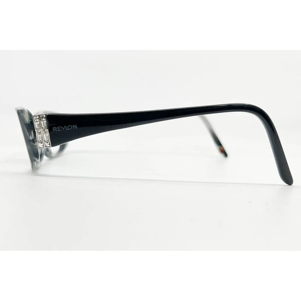 Revlon Eyeglasses Womens Black Rhinestone Accents Rectangular Frames 50-16-135